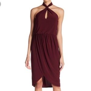 Halter Front/Backless Rich Wine Cocktail Dress